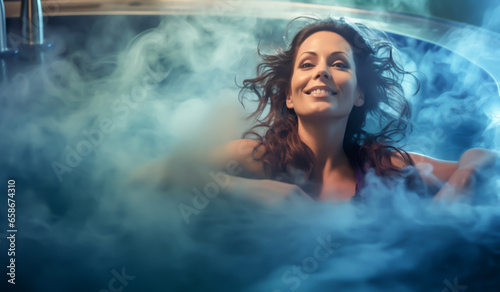 Medicinal bath in a sauna environment for physical, mental and spiritual health. AI generated