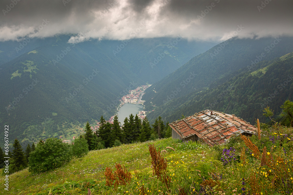 Mountain village of Uzungol in Trabzon, Turkey. (Long Lake)