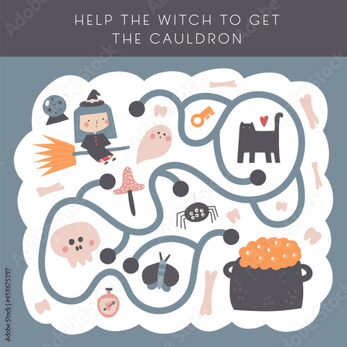 Cute doodle fairy tale maze for kids