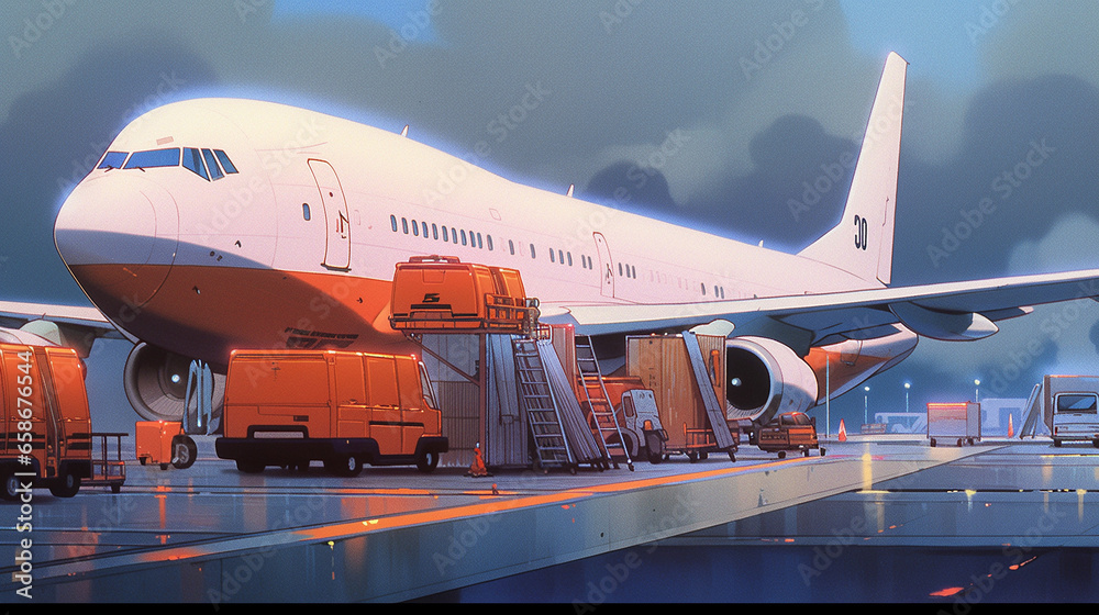 Airlift Aspirations: Anime-style Scene of Airport Departure, Generative AI Airlift Aspirations: Anime-style Scene of Airport Departure, Generative AI