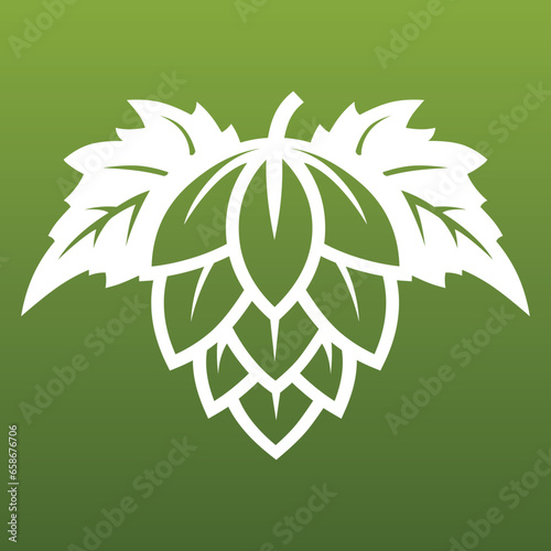 Silhouette of hops on a green background