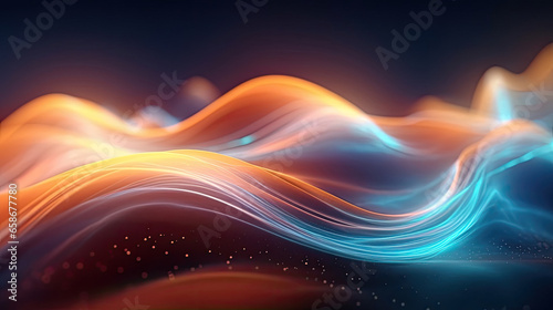 Abstract futuristic wave with dynamic particles for background. Generative Ai