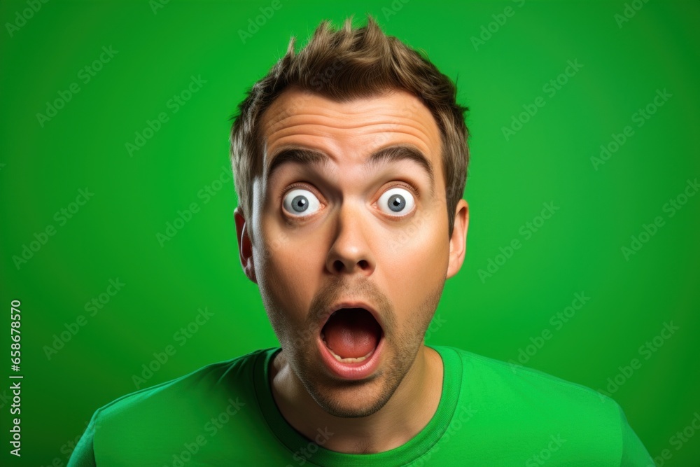 Caucasian man surprised shocked face portrait