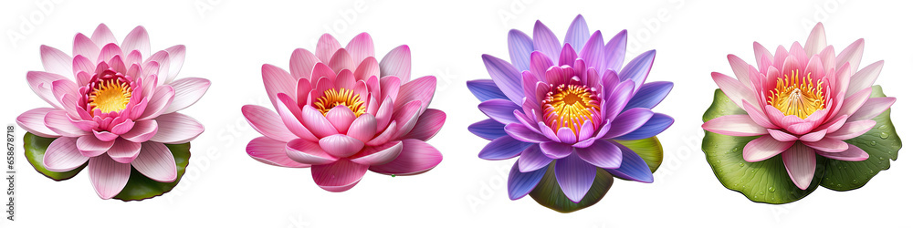 Water Lily Flower Hyperrealistic Highly Detailed Isolated On Transparent Background PNG File