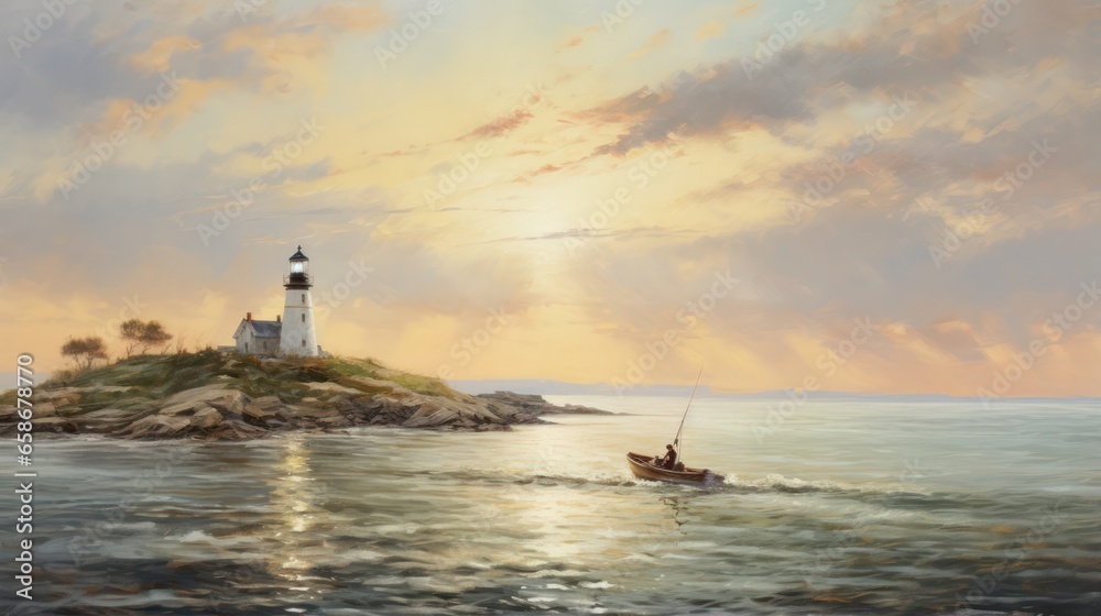 Light House in the distant shoreline
