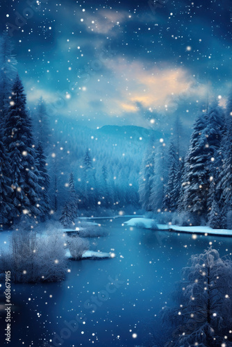 Christmas card. Snowy forest © Evgeniya Fedorova