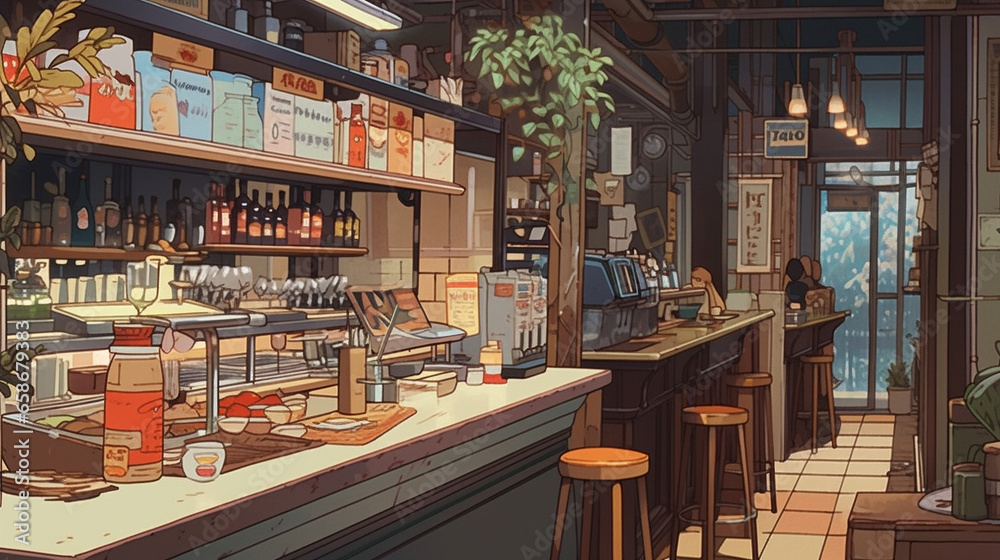 Izakaya Illumination: Anime-style Illustration of Nightlife Joy, Generative AI
