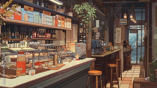 Izakaya Illumination: Anime-style Illustration of Nightlife Joy, Generative AI