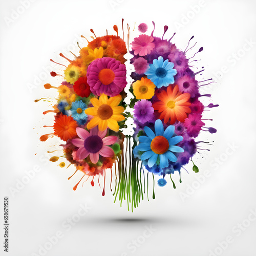 Floral Synapses: A Colorful Brain Blooms