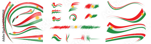kurdistan flag set elements, vector illustration on a white background photo