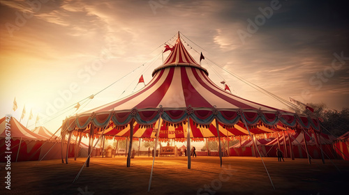 Circus tent, carnival tent at the amusement park. Generative Ai © tong2530