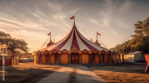 Foto Circus tent, carnival tent at the amusement park. Generative Ai