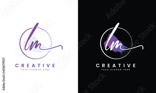 LM L M initial letter handwriting and signature logo