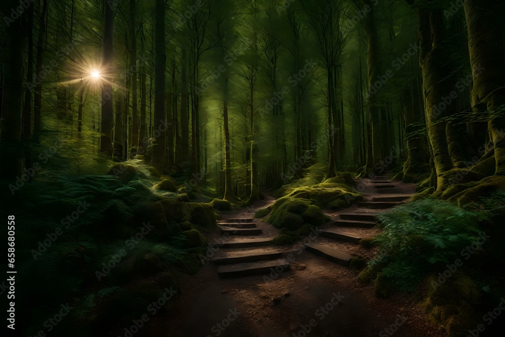 Fototapeta premium Path in the woods, Generated using AI
