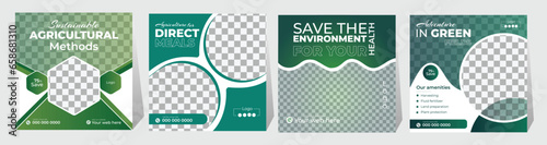 Social Media and Web Banner Templates for Lawn and Gardening Services. Instagram Bundle for Lawn Care and Landscaping