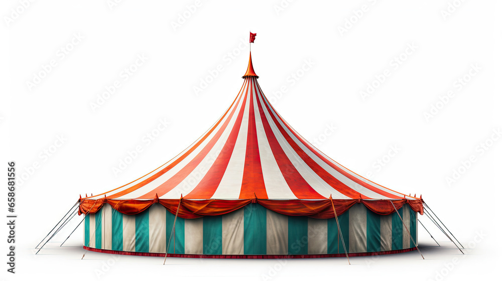 Circus tent, carnival tent isolated on white background. Generative Ai Circus tent, carnival tent isolated on white background. Generative Ai