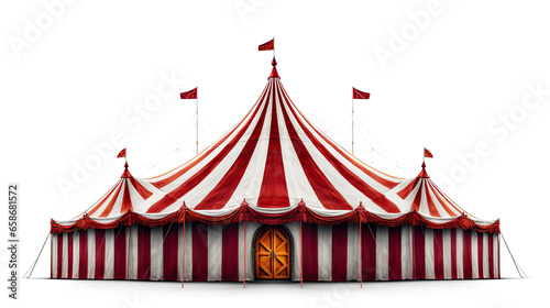 Circus tent, carnival tent isolated on white background. Generative Ai
