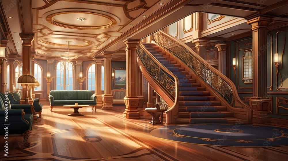 Naklejka premium Interior of an station. AI generated art illustration.