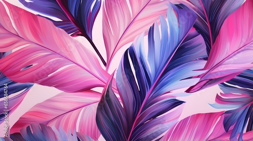 Wallpaper Mural Abstract Background of illustrated Tropical Leaves. Exotic Wallpaper in pink Colors Torontodigital.ca