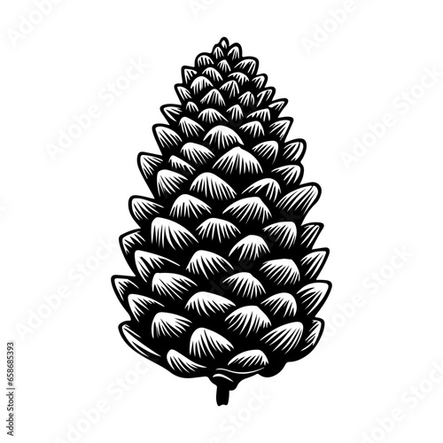 Pine and fir cone collection, drawing, engraving, ink, line art, vector