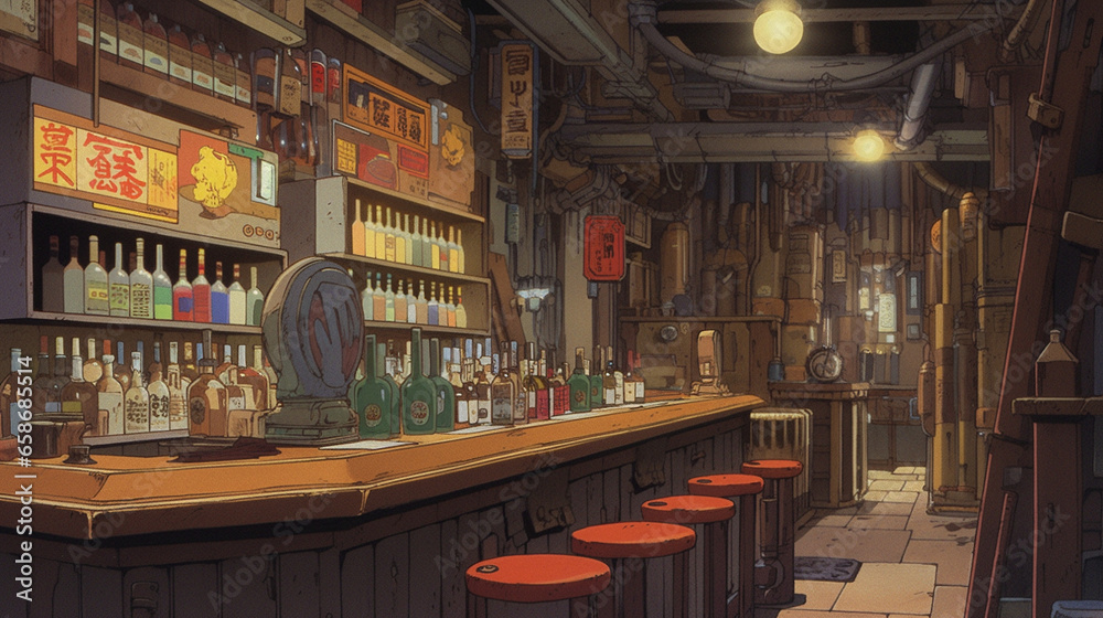 Sake Serenity: Anime-style Moments in a Traditional Japanese Pub, Generative AI