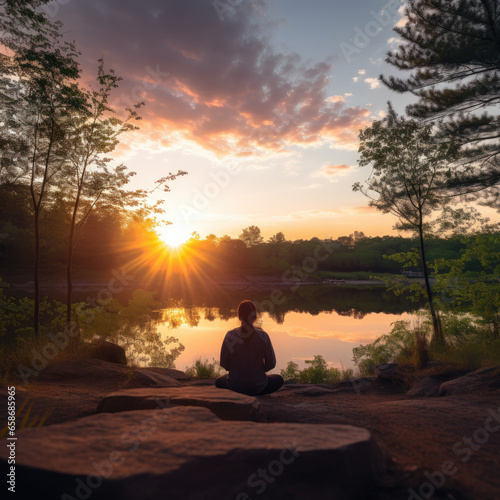 meditation at sunset