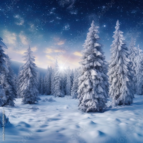 winter landscape with snow © Marek