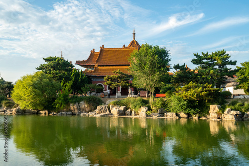 Palace on Lake  Beautiful Penglai San Xian Mountain  Shandong  China