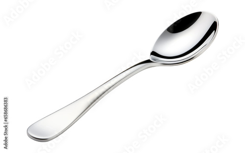 A Spoon in Silver is kitchen instrument used for eating food Isolated on a Transparent Background PNG.