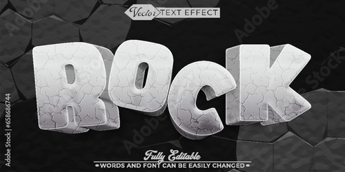 Cartoon Gray Rock Vector Editable Text Effect Template