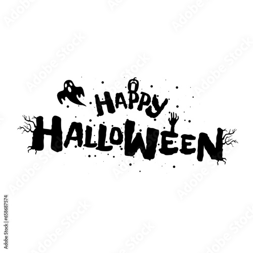 Happy Halloween lettering. Handwritten calligraphy for greeting cards, posters, banners, flyers and invitations. Happy Halloween text, holiday background. Vector