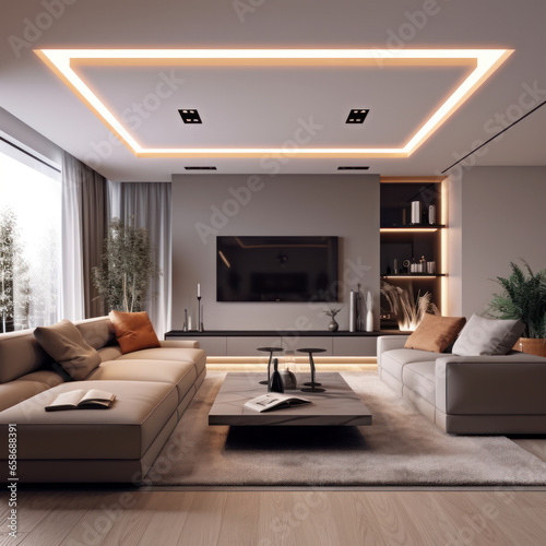 Contemporary interior design for a living room 