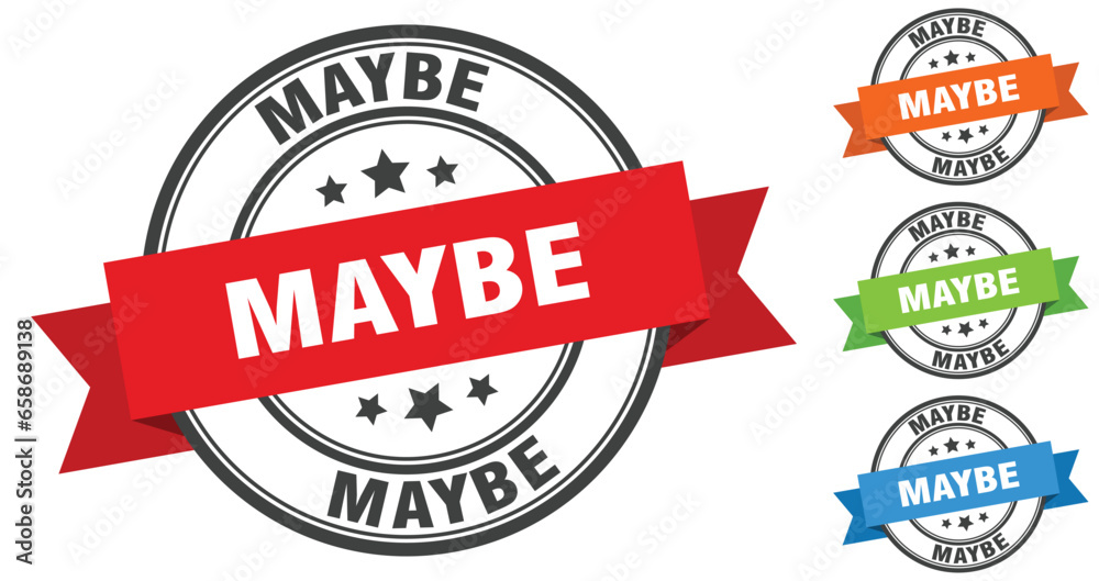 Obraz premium maybe stamp. round band sign set. label