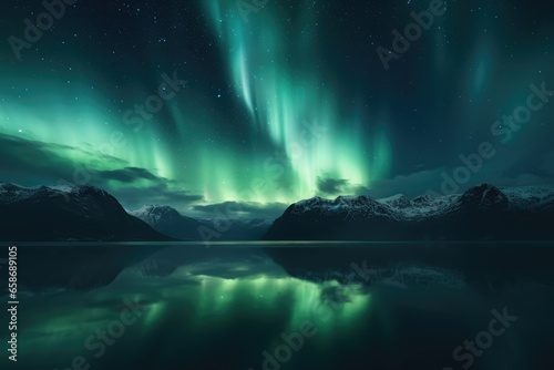 Northern Lights cascading over a serene fjord - Nature's Art - AI Generated © Arthur