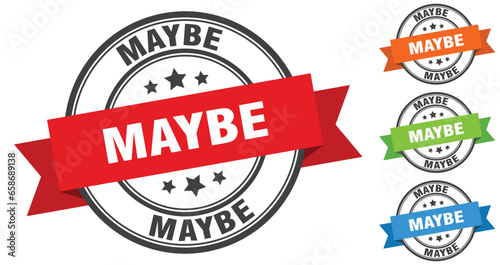 maybe stamp. round band sign set. label