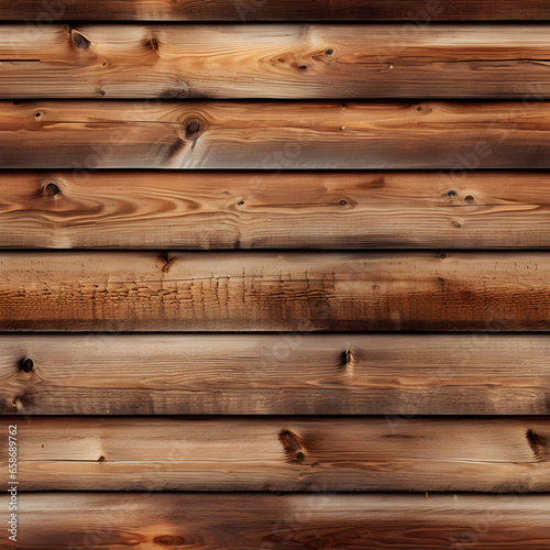 Seamless natural wood log cabin wall background texture. Rustic old grunge brown redwood timber logs tileable repeat surface pattern. A high resolution construction backdrop.. Generative AI