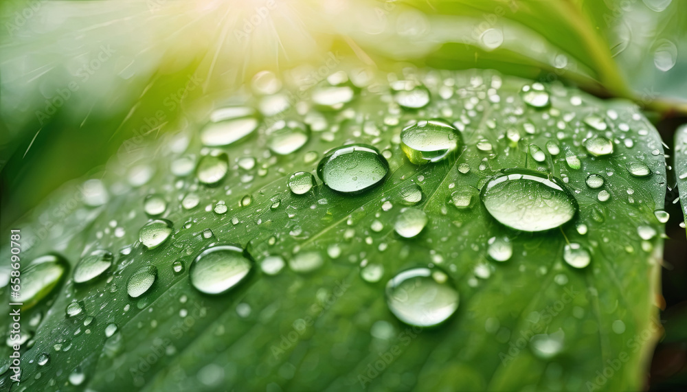 water drops on green leaf