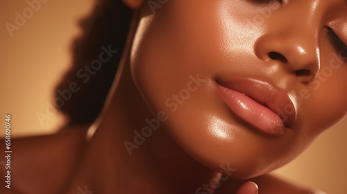 closeup portrait of a woman after skin care routine