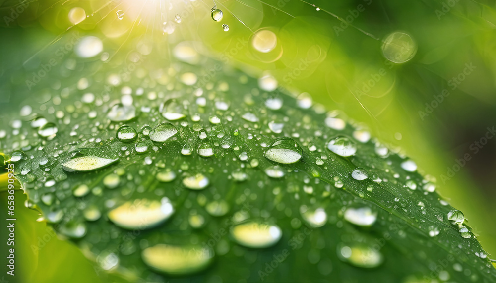 Raindrops Adorning a Lush Green Leaf Raindrops Adorning a Lush Green Leaf