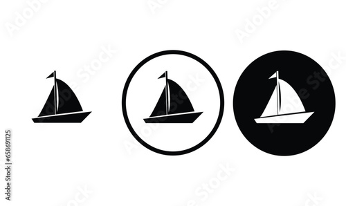 icon sail boat black outline for web site design 
and mobile dark mode apps 
Vector illustration on a white background
