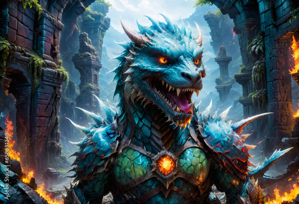 Fototapeta premium Chinese green dragon. Generative AI