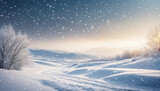 Winter Wonderland: Ultrawide View of Snowfall on Glistening Drifts