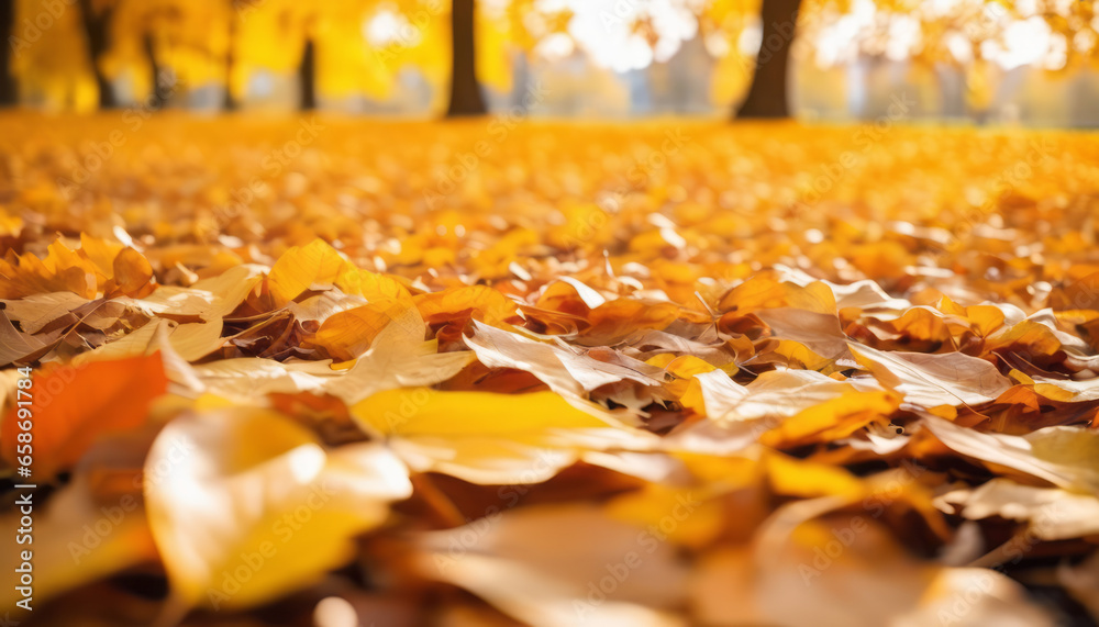 Orange and Golden Leaves in a Sun-Kissed Park