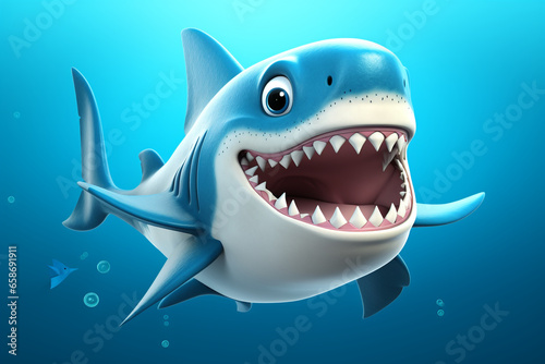 cute cartoon shark monster