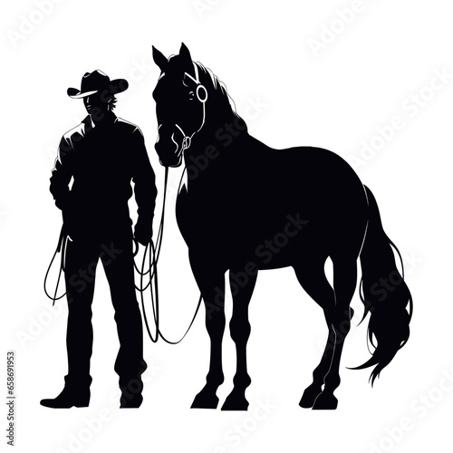 cowboy silhouette in horse mammal