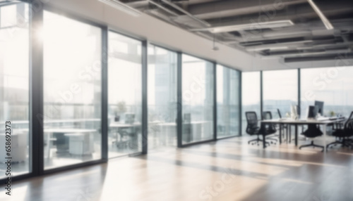 Blurred Tone Mapped Office with Cityscape View