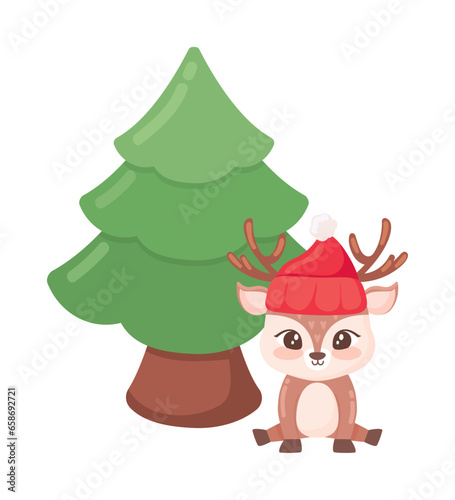 christmas deer and tree