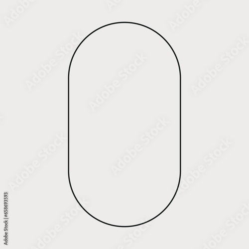 Frame Arc, Oval, Round. Abstract Minimalistic Linear Design Element, geometric Form, Modern Arch Shape.