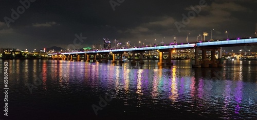 Korean scenery - a spectacular bridge night view