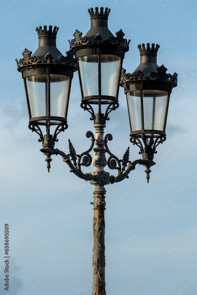 Antique street lights in Ciutadella, Menorca, Spain